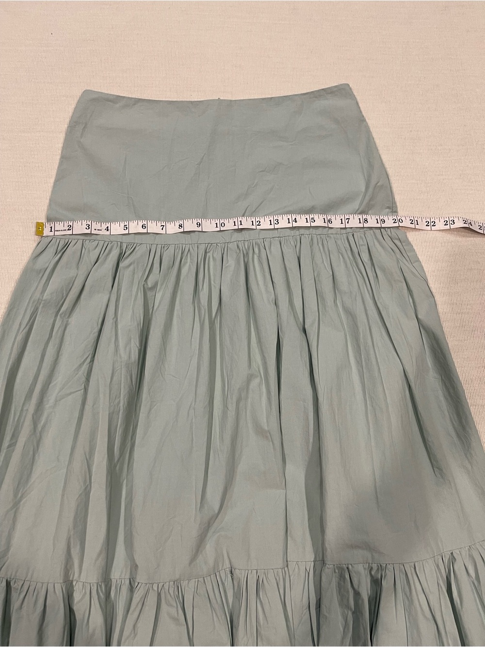 Mazik Top Tier Light Sage Green Tiered Ruffle Maxi Skirt Size Large - Picture 8 of 15